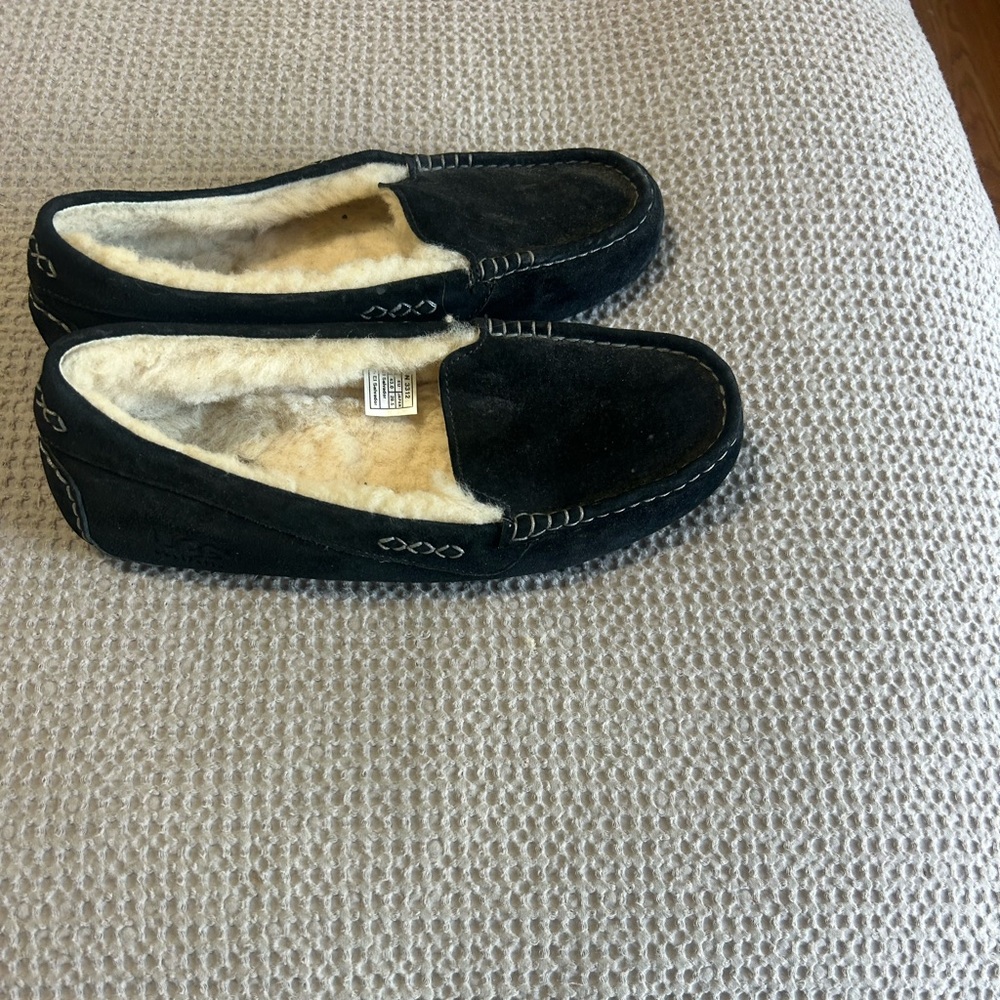 UGG Black Moccasins with Cream Lining
